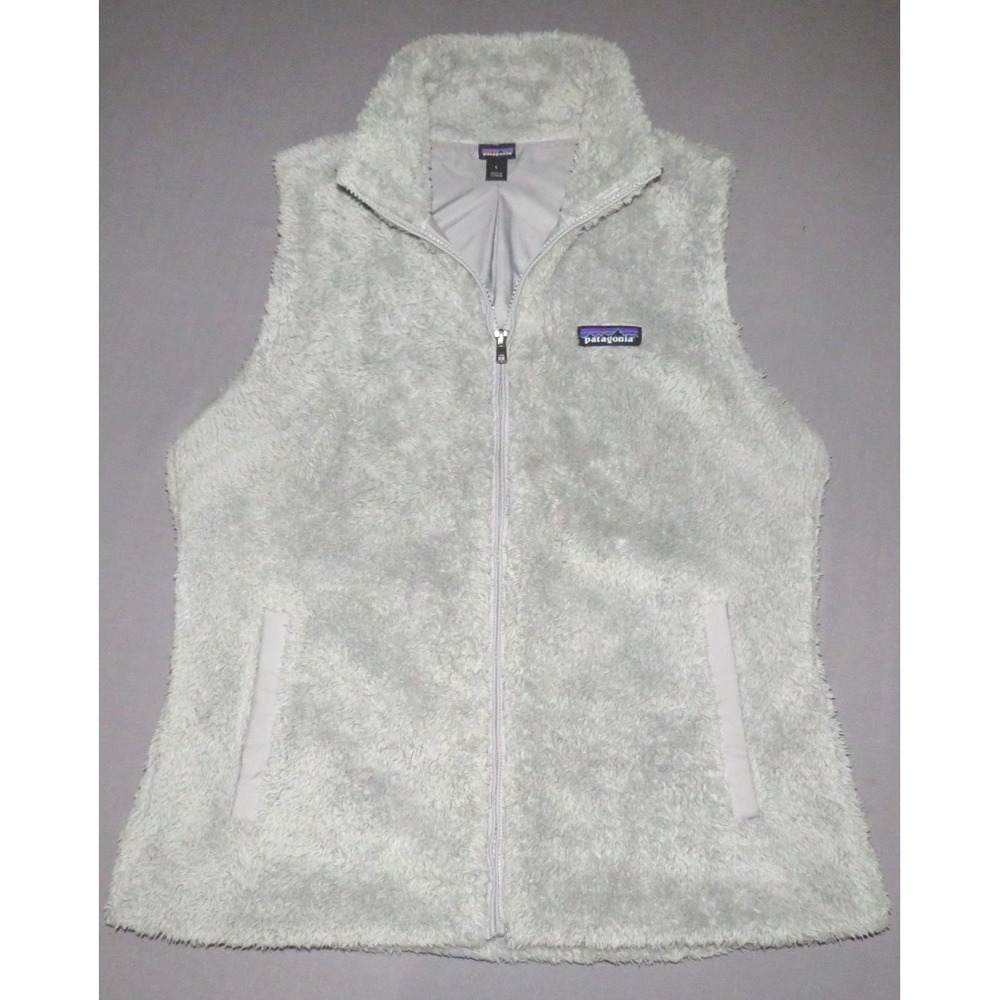 PATAGONIA Full Zip-Up Gray Fuzzy Fleece‎ Vest Jacket Women's Large